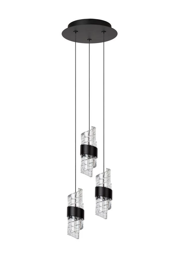 Lucide KLIGANDE - Lámpara colgante - Ø 25 cm - LED Regul. - 3x8W 2700K - Negro - apagado